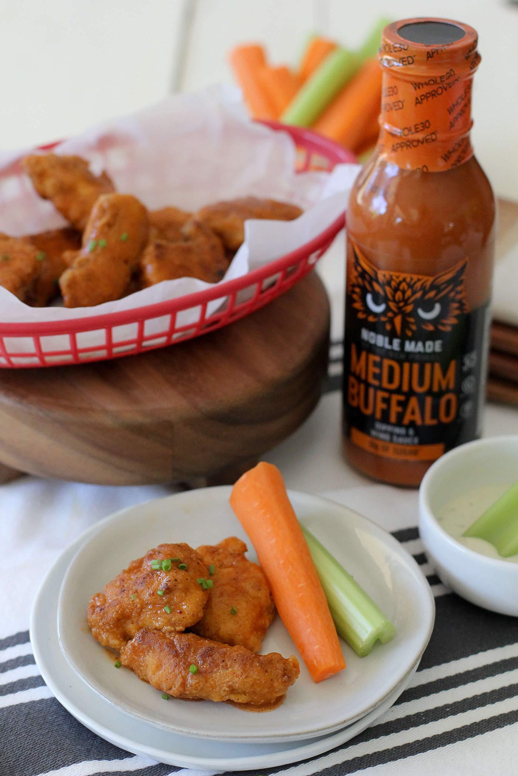 The New Primal Noble Made Buffalo Sauce, Keto, Gluten Free, Vegan Dipping & Wing Sauce, Low Carb, Dairy Free, Low Calorie, Paleo, Low Sugar, and Whole30 Approved, Medium Buffalo, 13 oz (1 Count)