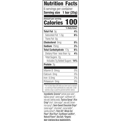 Annie's Homegrown Annie's Organic Chewy Granola Bars, Chocolate Chip, 6 Bars, 5.34 oz