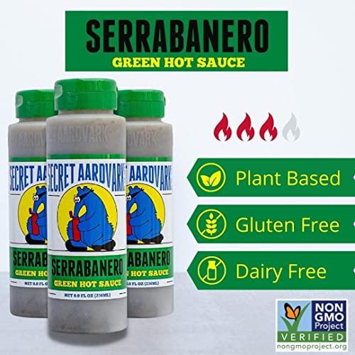 Secret Aardvark Secret Aardvark Serrabanero Hot Sauce  Serrano & Green Habanero Hot Sauce, Green Spicy Sauce, Non-GMO, Low Carb, Low Sugar, Green Hot Sauce & Marinade  8 fl oz 3 Pack