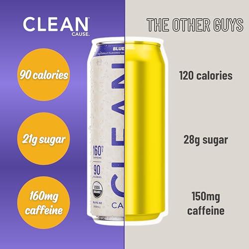 CLEAN CAUSE. NEW! CLEAN Cause Blueberry USDA Organic Yerba Mate Tea (15.5oz cans, 12-Pack Case) Non-Carbonated, 160mg Caffeine