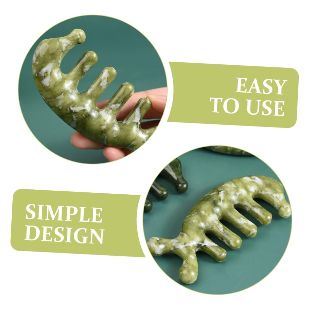 Healeved Healeved Jade Massage Comb Trigger Twist Hair Comb Tooth Sebum Comb Acupoint Jade Comb Scrubber Pet Head Scalp Cordless Bristle Blow Dryer Comb Attachment Manual Face Brush Skin Stick Green