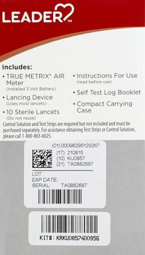 Leader Leader Air Blood Glucose Meter Kit Wireless Transmission to Mobile Device Advanced Triple Sense Technology