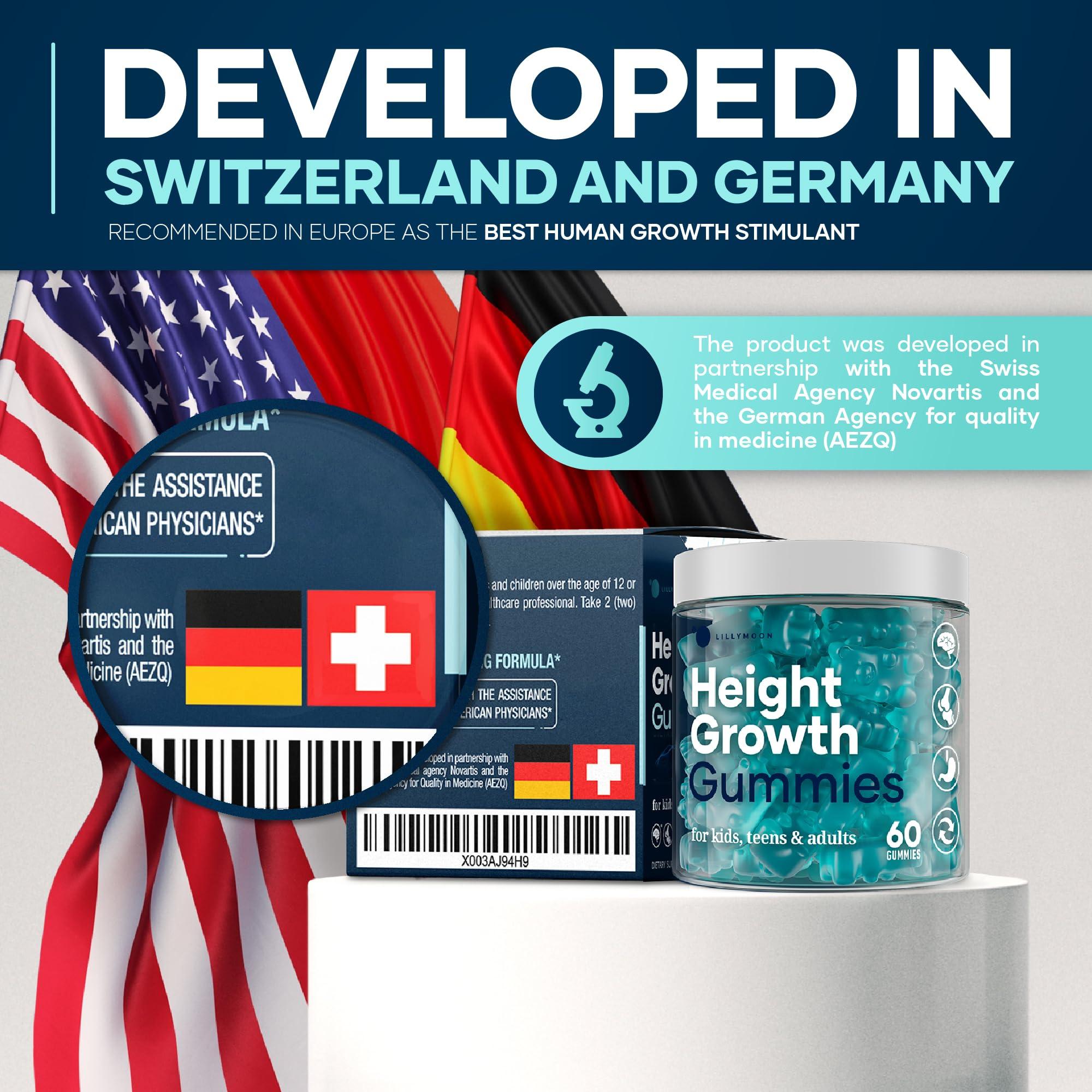 LILYMOON Height Growth Gummies Multivitamins, Natural Height Increase Supplement with Calcium, Zinc, K2 D3, Magnesium, Bone Strength Density Support, Grow Taller Gummies for Adults, Kids, Bone Support Complex