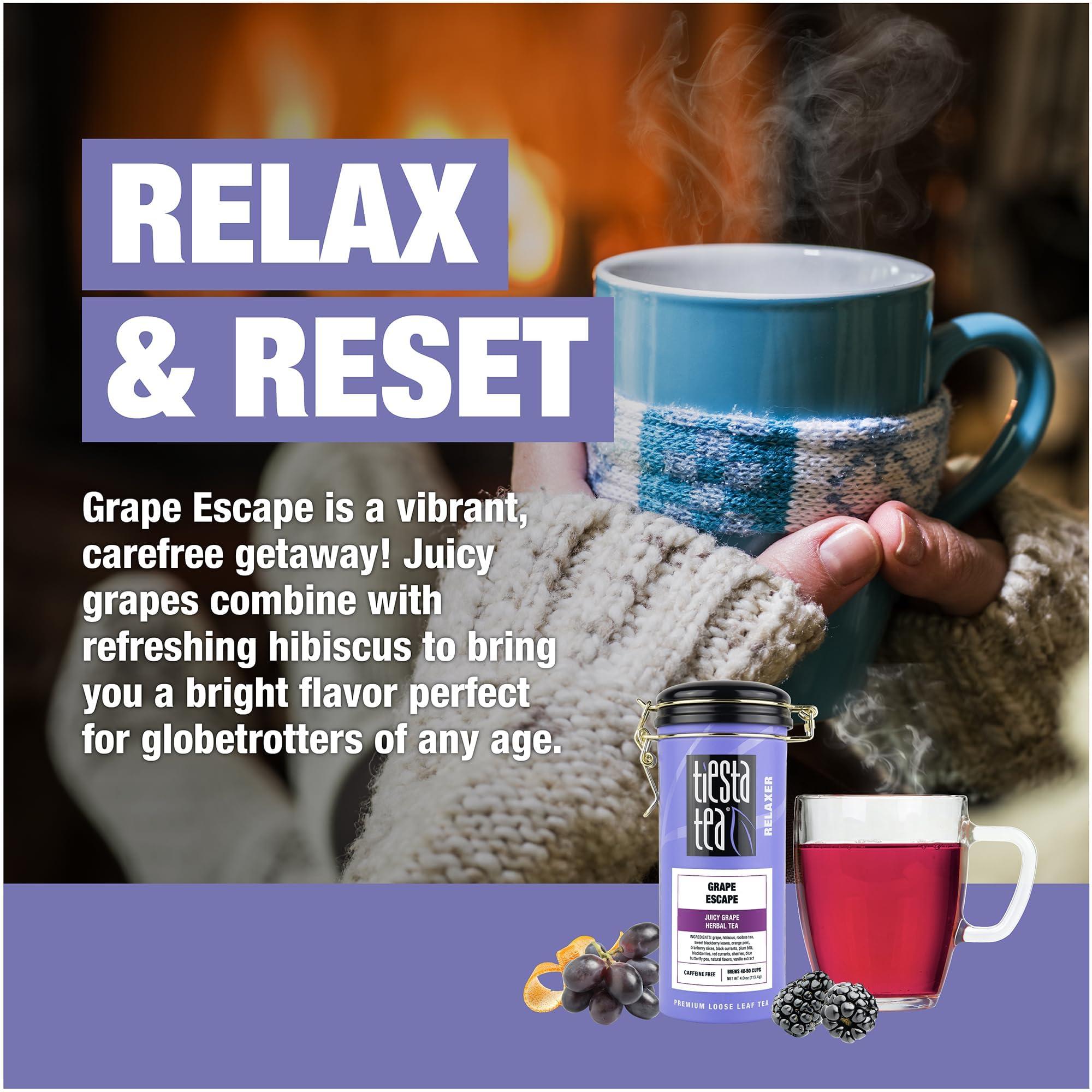 Tiesta Tea Tiesta Tea - Grape Escape | Loose Leaf | Juicy Grape Herbal Tea | Non Caffeinated Fruit Blends | Make Hot or Iced Up to 50 Cups | 4 oz Refillable Tin