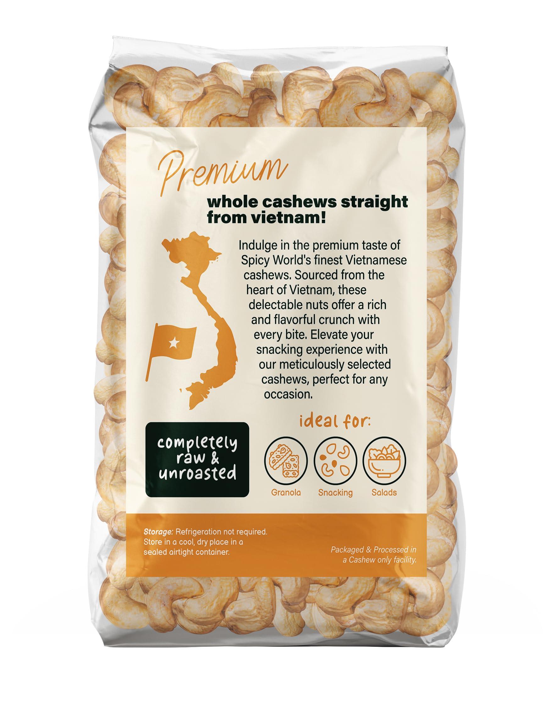 Spicy World Spicy World Raw Cashews Whole 2 Pound Bulk - Unsalted, Natural & Pure, No Chemicals