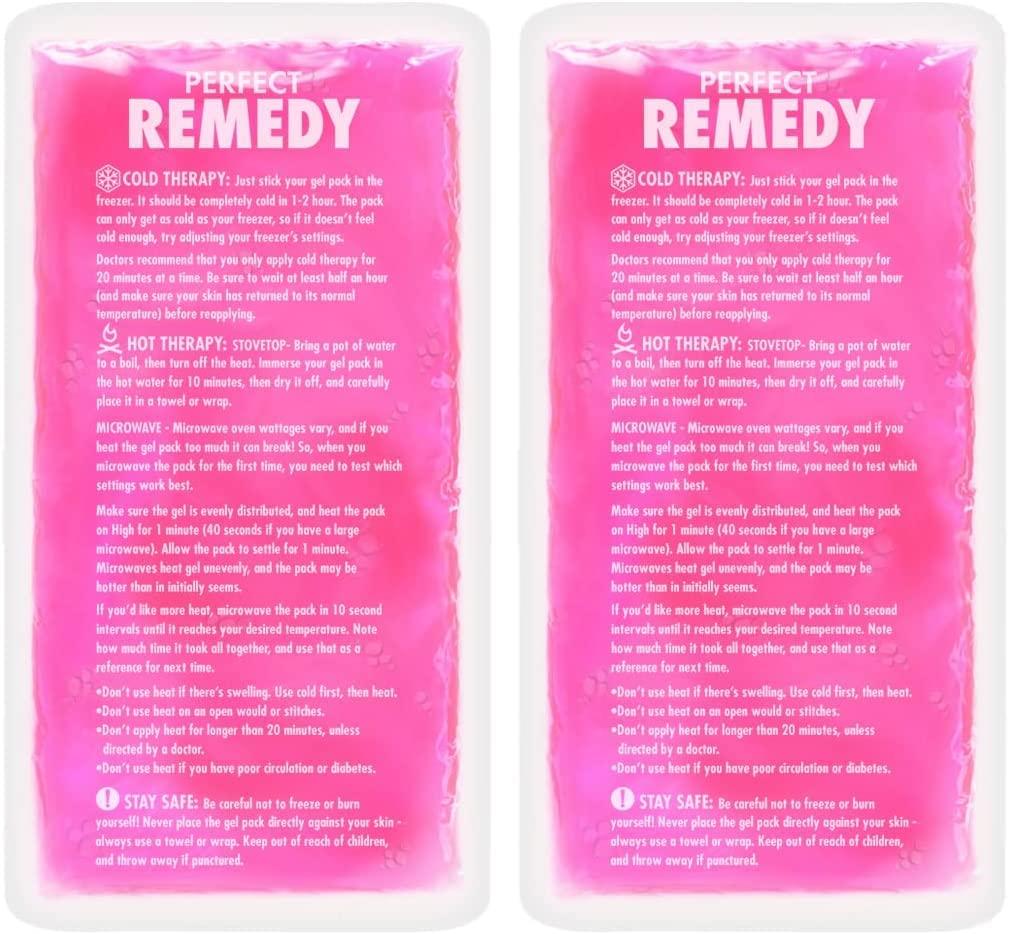 Perfect Remedy 2 Pack Reusable Ice Packs for Injuries Gel, Soothing Flexible Ice Packs for Injuries, Reusable Hot and Cold Pack for Pain Relief, Hot Water Bottles Alternative, Ice Packs Gel (Pink, Large)