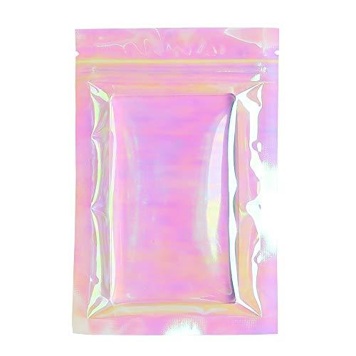 QQ Studio QQ Studio Clear Food Bags for Chocolate, Holographic Snack Bag, Double-Sided Plastic Baggies, Zipper Seal Pouch for Candy, DIY Cellophane Style Candy Kit Packaging Bag (4x6 Inch (Pack of 100 Bags))