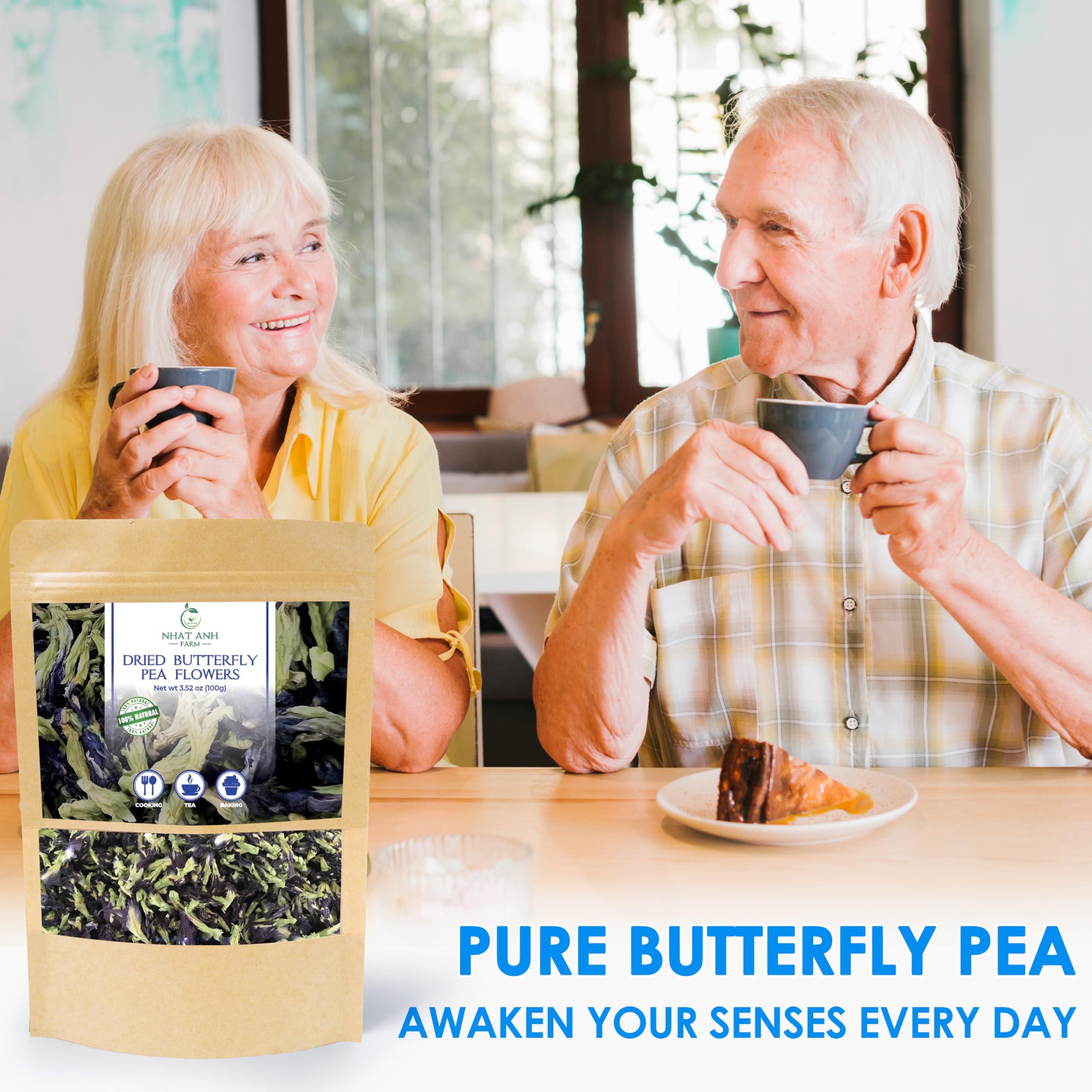 NHAT ANH FARM Nhat Anh Farm - Premium Dried Butterfly Pea Flower - 3,5oz(100g) Blue Butterfly Pea Flower - 100% Natural & Pure, Sugar/Caffeine/Gluten Free - For Making Tea