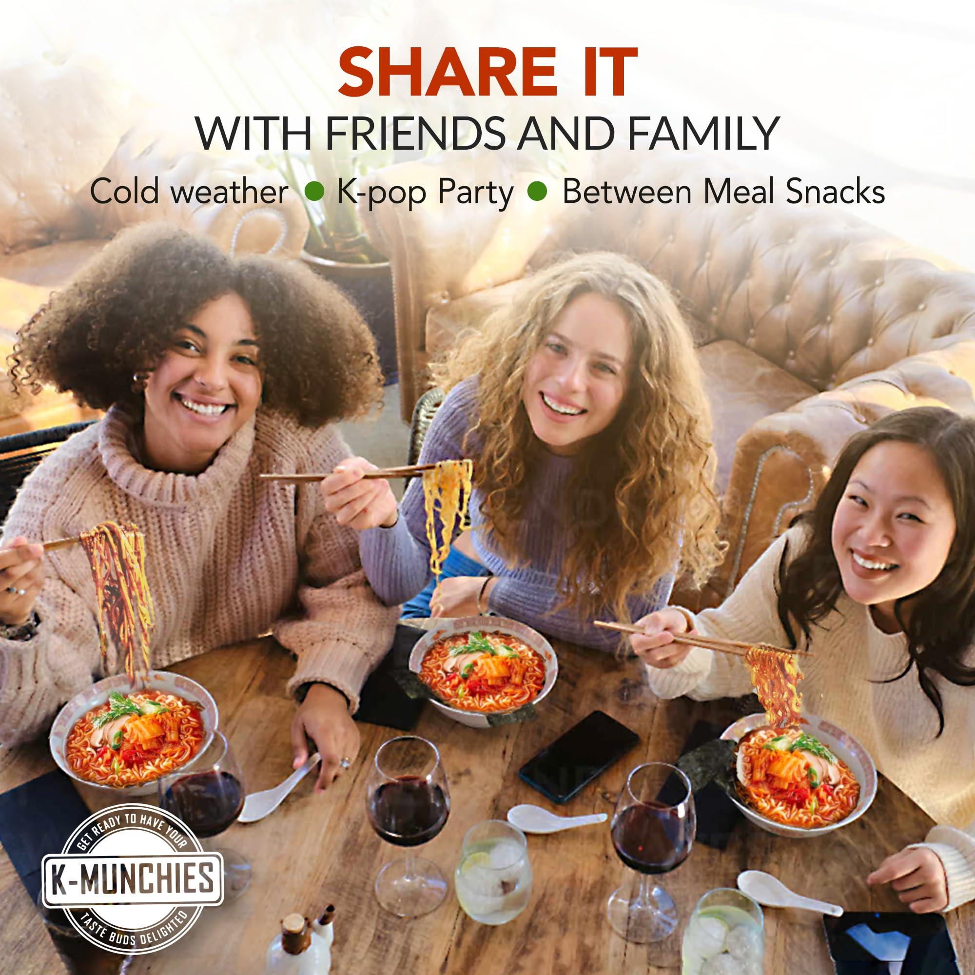 K-Munchies Pulmuone Non-Fried Ramyun Korean Noodles - 4 Pack Korean Instant Noodles Kimchi Stew Flavor - Easy to Cook Authentic Korean Ramen with Distinctly Asian Broth and Chewy Noodle
