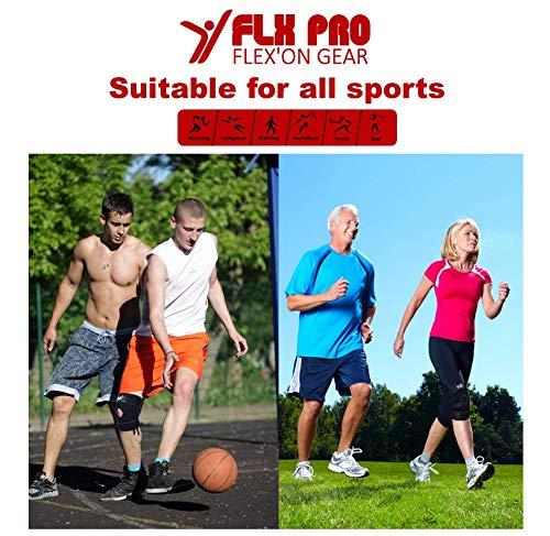 FLX Flex'on Gear Knee Brace Support Compression Wrap Sleeve Patella Stabilizer 4 Strap Flexible Adjustable for Arthritis Tendonitis Pain, Meniscus Tear ACL LCL MCL Sprain Injury ML & Plus Size 1X-3X (Man Men Women)