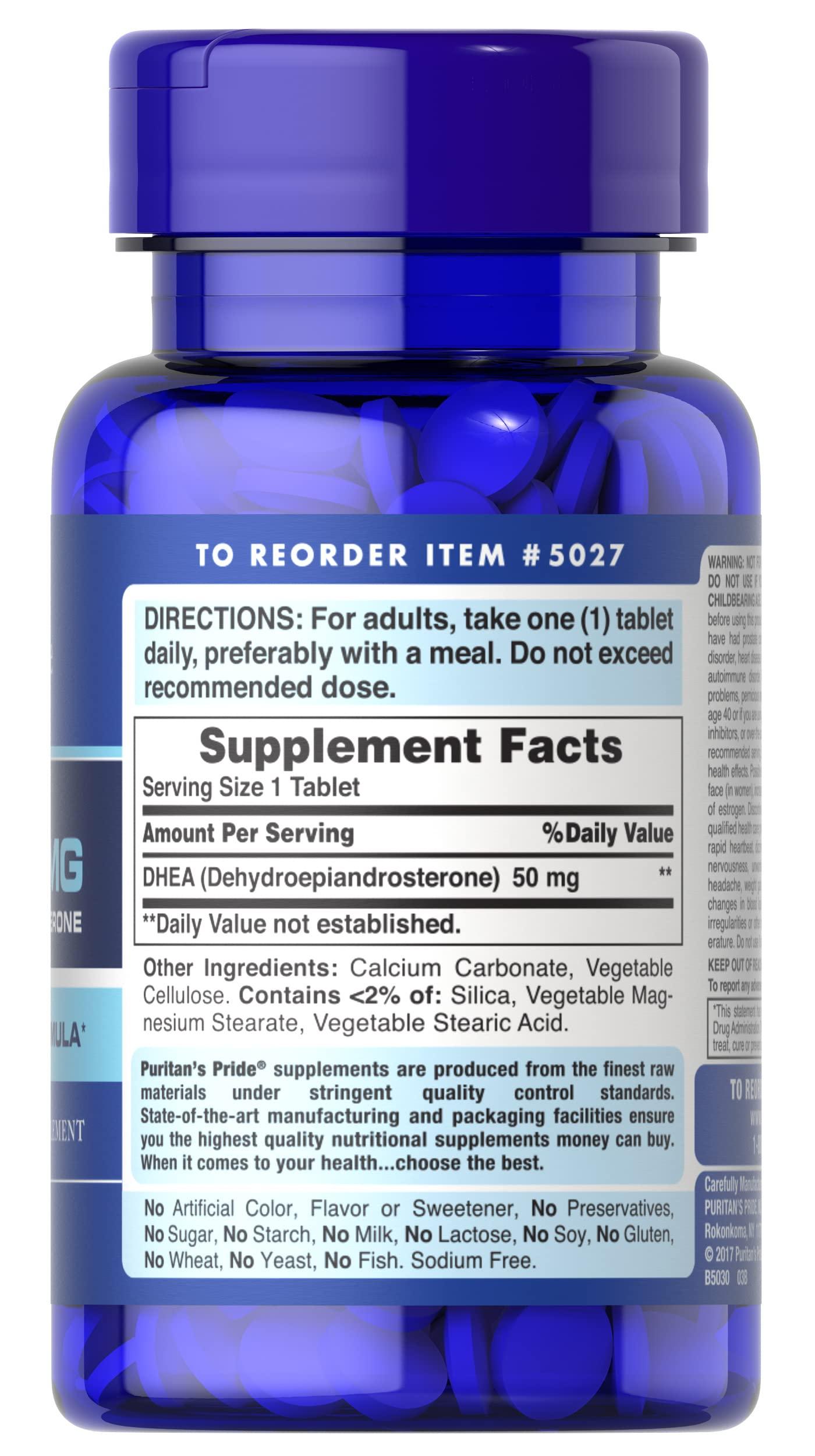 Puritan's Pride Puritan's Pride Youth Guard DHEA for Women and Men 50mg, Dietary Supplement forHealthy Aging, 3 Month Supply, 100 Tablets, 2 Pack