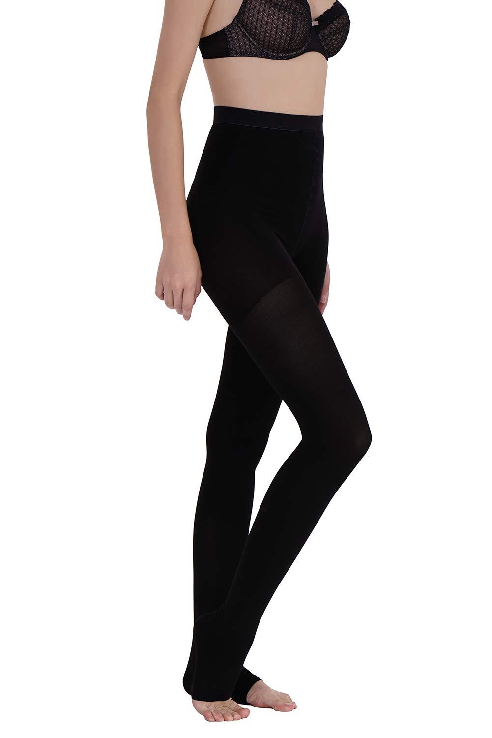 AMZAM AMZAM Medical Compression Pantyhose for Women Men, 20-30 mmHg Graduated Compression Tights, Opaque Toeless Compression Stockings Waist High Support Tights for Edema, Varicose Veins, DVT,Black XXL