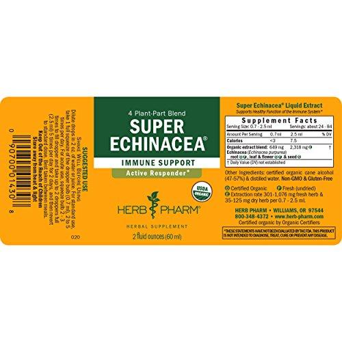 Herb Pharm Herb Pharm Certified Organic Super Echinacea Liquid Extract Drops for Active Immune System Support, 2 Oz