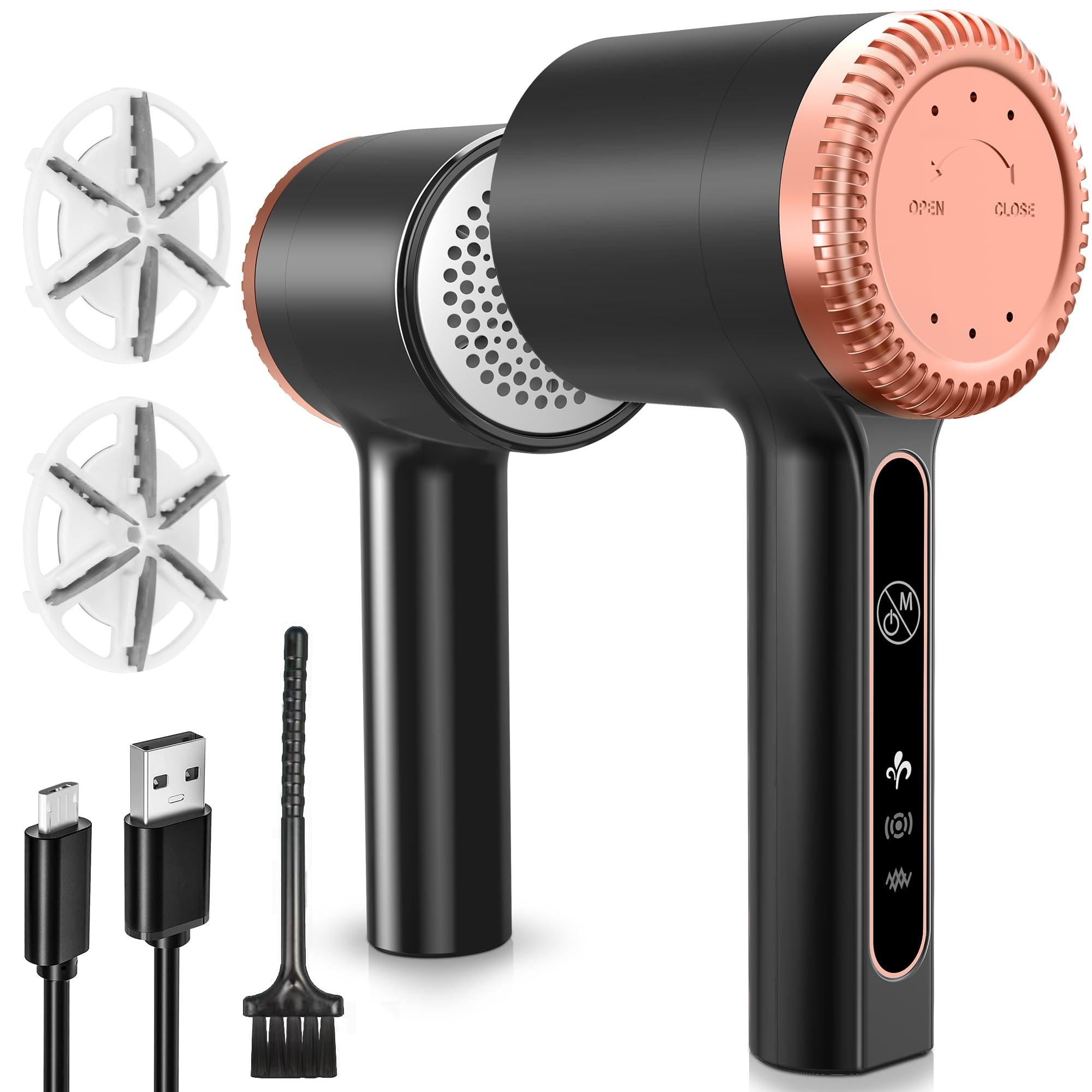 Gustermmy 1200mAh Electric Lint Remover Portable Rechargeable Fabric Shaver for Clothes Furniture Couch Sweater Defuzzer Pet Hair Remover,6-Leaf Blades,3-Speed,Large Dust Container,Fuzzs Bobbles Pilling Trimmer