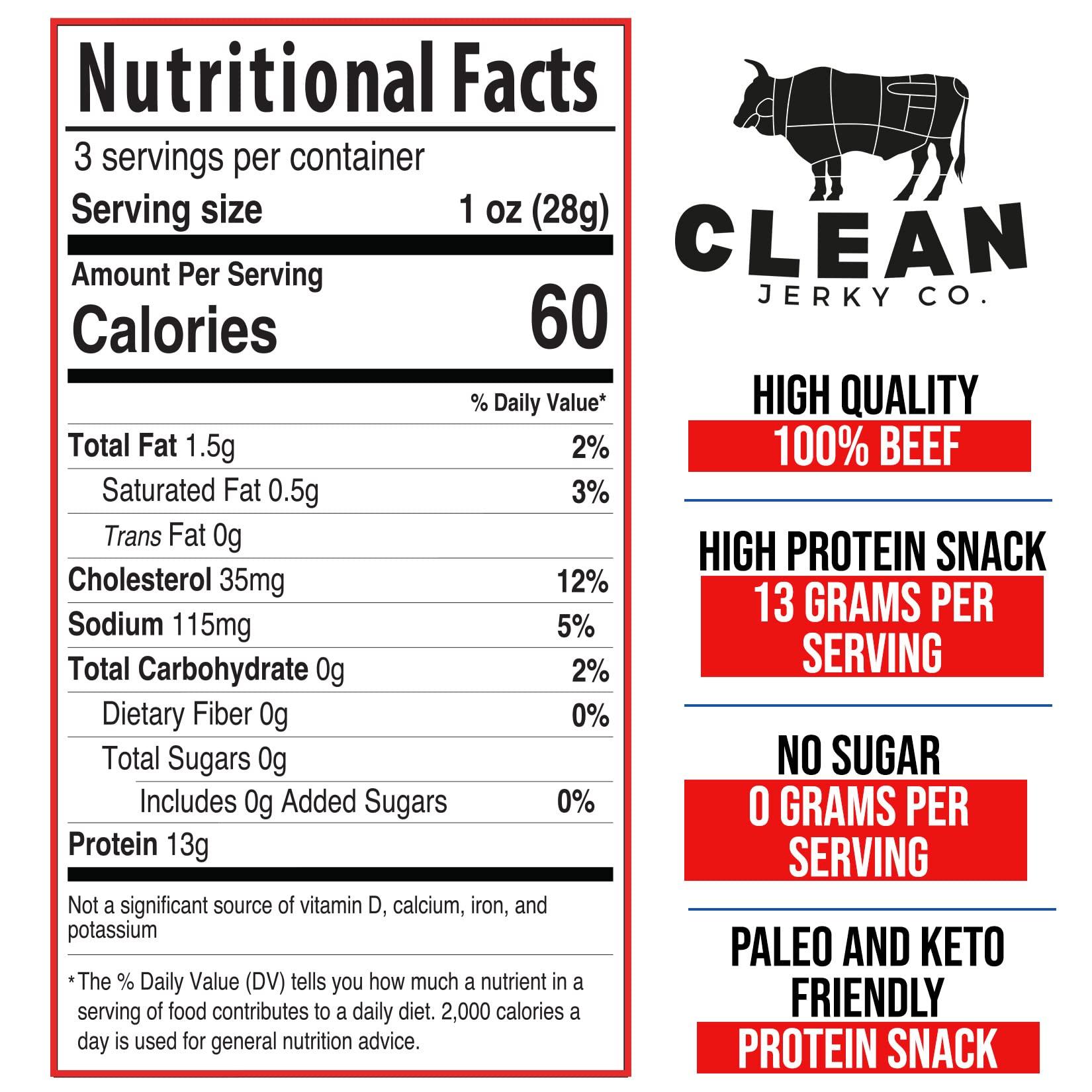 Clean Jerky Co Clean Jerky Co. Old Fashioned Dry Zero Sugar Beef Jerky (2-Pack) | Salt & Pepper Flavorful Protein Snack | Made with 100% Beef | No MSG, No Sugar, No Nitrates, No High Fructose Corn Syrup, No Junk