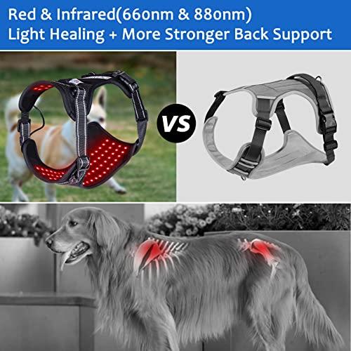 Dialudon Dialudon Dog Back Brace with Red Infrared Light Therapy for Muscle Joint Pain Relief, Red Light Therapy Devices for Dogs Home Light Therapy Adjustable Wrap for Arthritis, Back Pain, Surgical Recovery