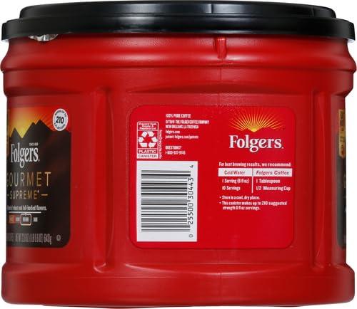 Folgers Folgers Gourmet Supreme Medium-Dark Roast Ground Coffee, 22.6 Ounce Canister