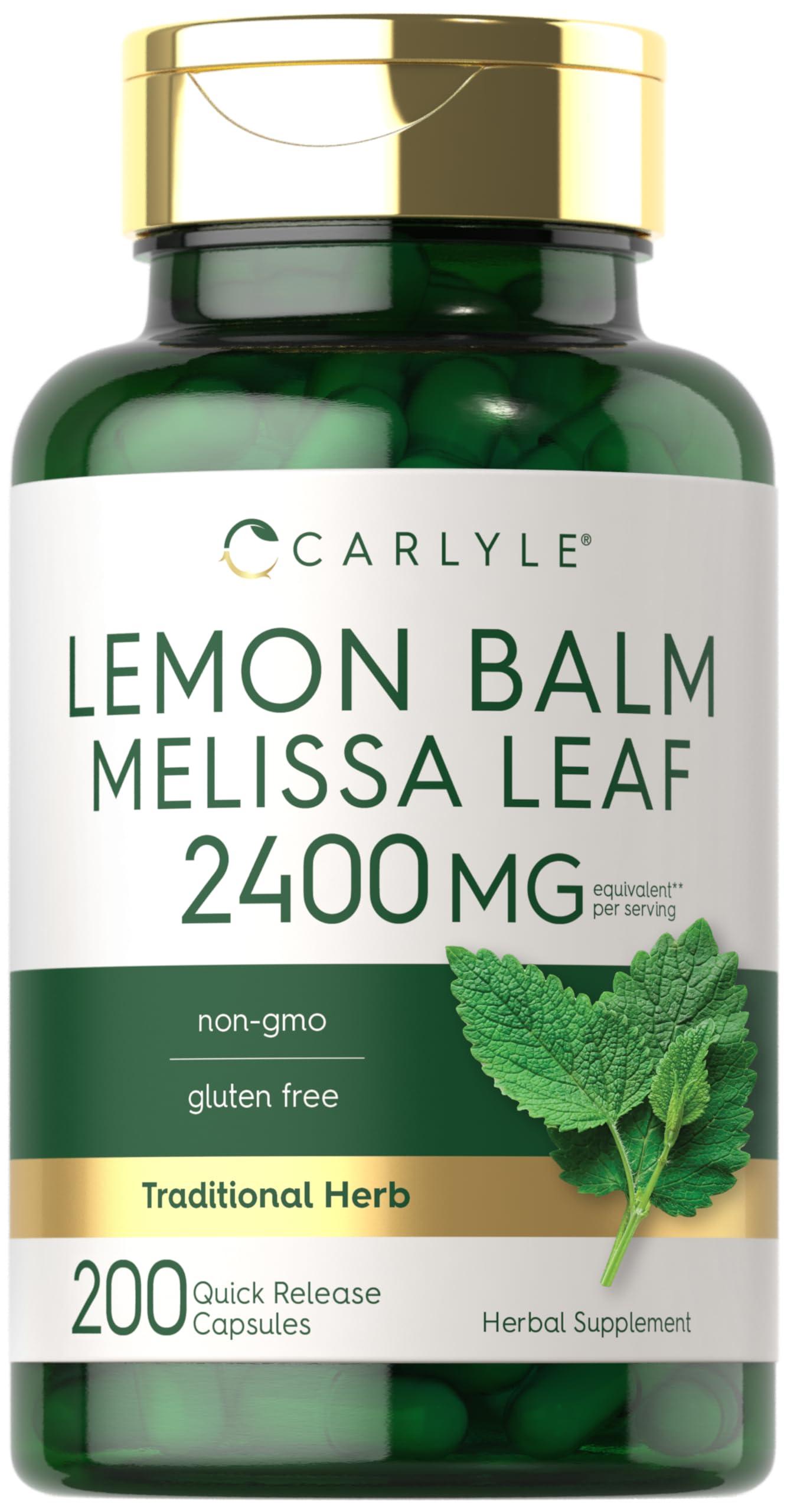 Carlyle Carlyle Lemon Balm Capsules | 200 Count | Non-GMO and Gluten Free Formula | Melissa Leaf Traditional Herbal Supplement | Super Concentrated Extract
