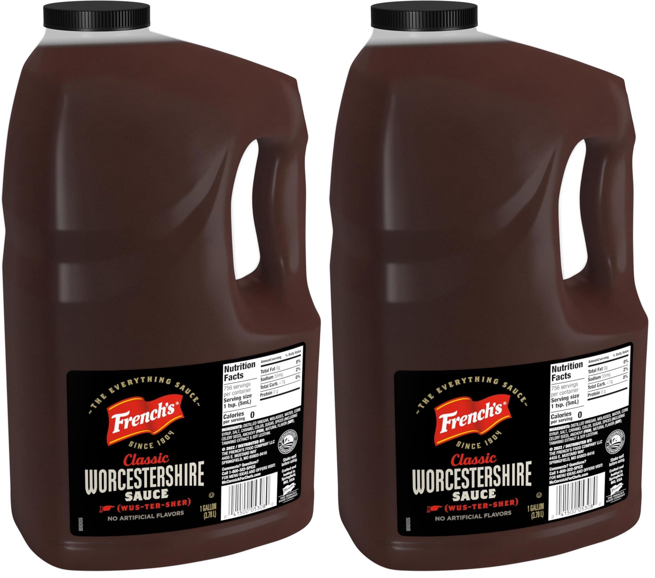 French's French's Worcestershire Sauce, 1 gal - One Gallon Container of Gluten-Free Worcestershire Sauce, Perfect as Meat Tenderizer, Marinades, Sauces and More (Pack of 2)