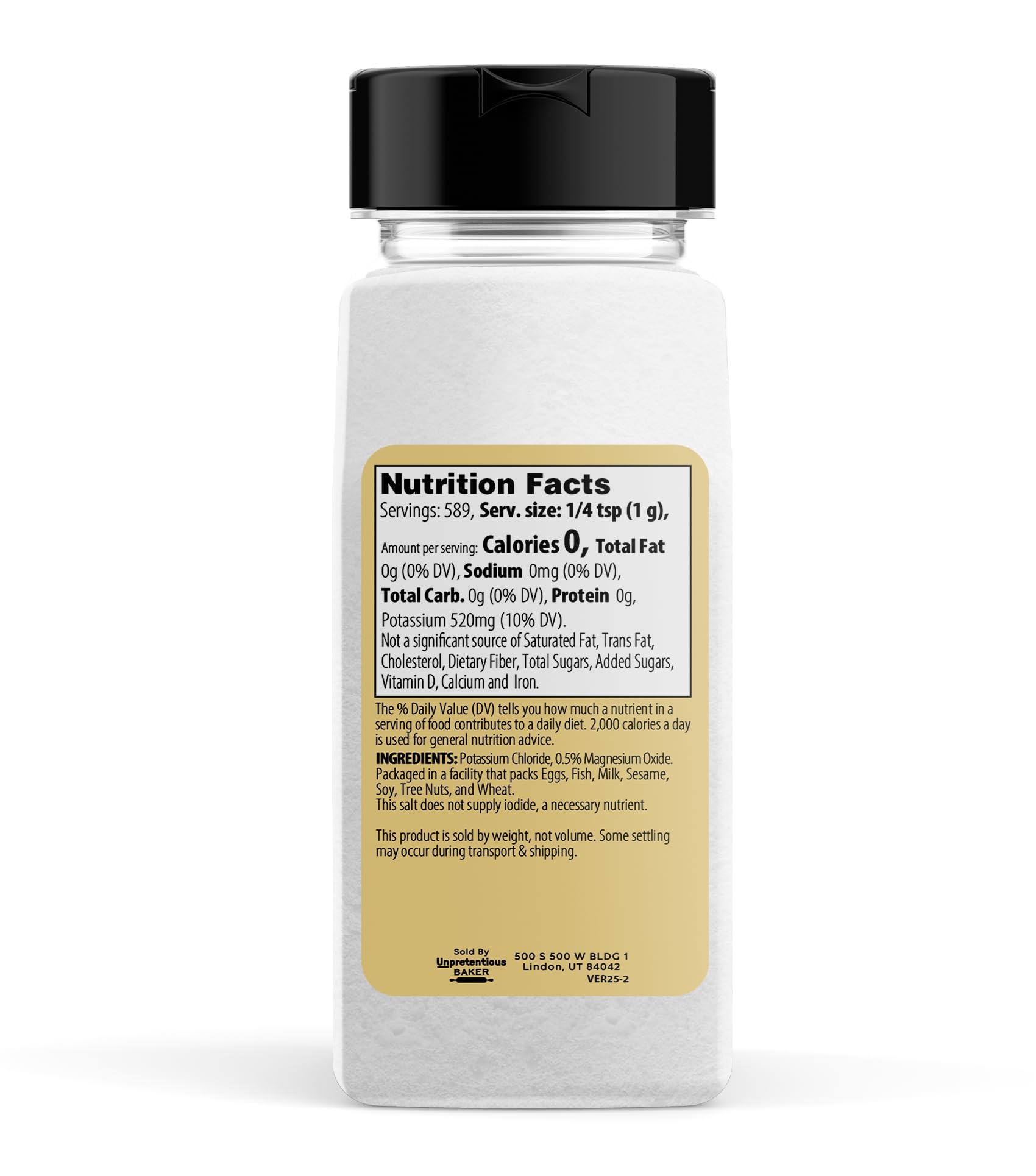 Unpretentious Unpretentious No Sodium Salt Substitute, 1.3 lb, Potassium Chloride, Salty Taste, Fine Grain