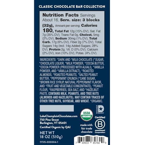 Lake Champlain Chocolates Lake Champlain Classic Organic Chocolate Bar Library Gift Box, 6 Pieces, 1.1 Pounds