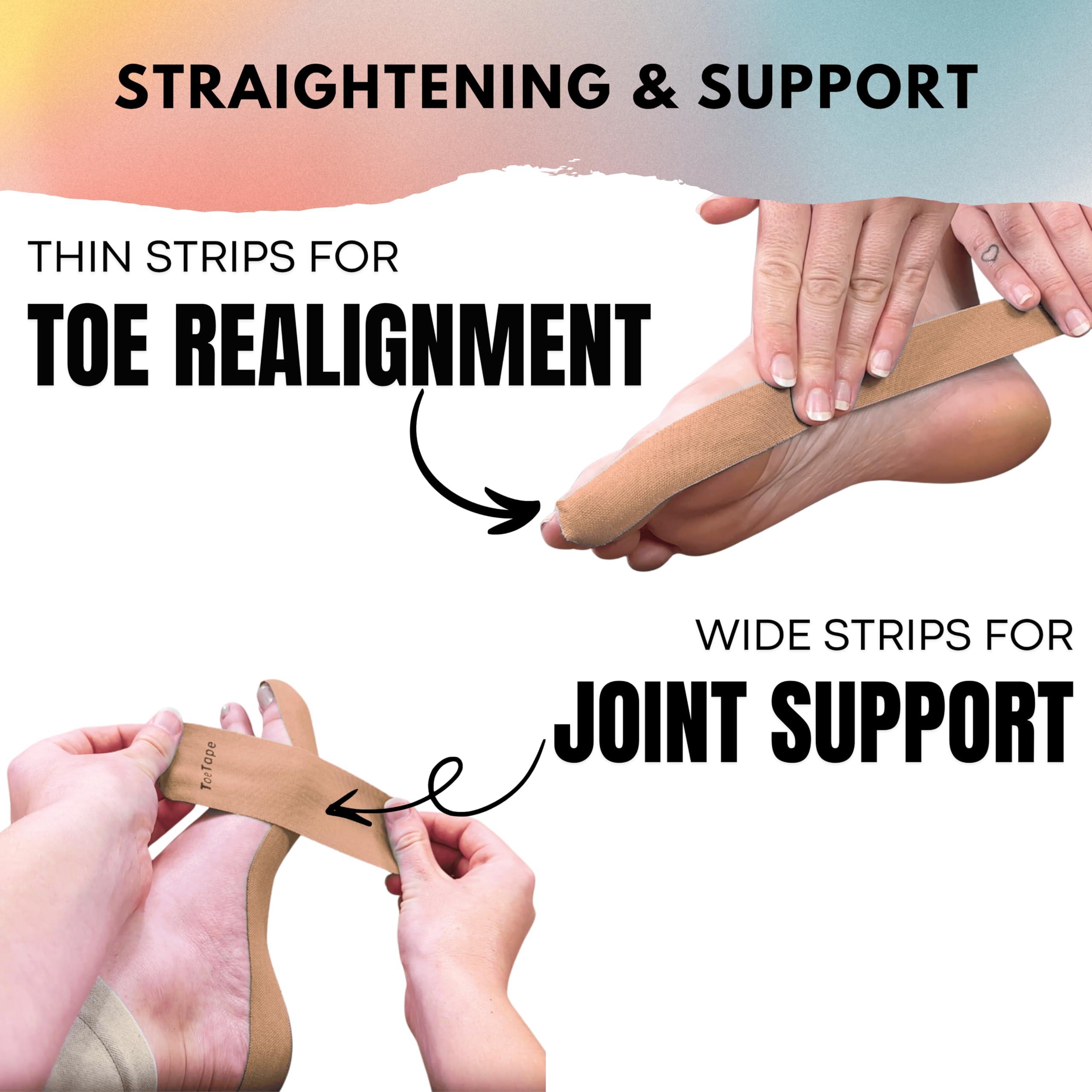 ToeTape Bunion Correction & Pain Relief Tape | 40 Count | Precut Kinesiology Tape for Bunions, Big Toe Sprains, Pain Relief and Support | Hypoallergenic and Sweatproof (Nude)