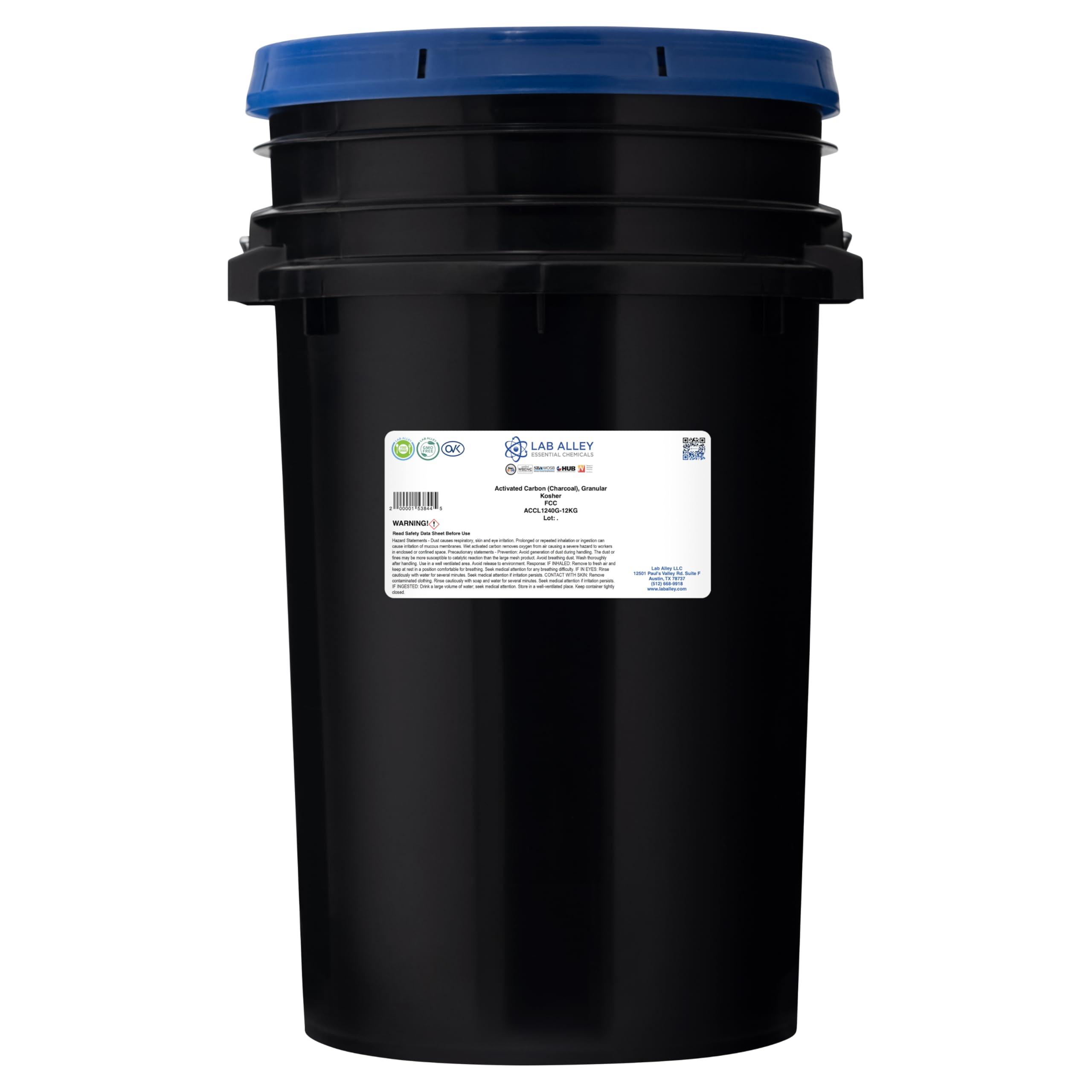 Lab Alley Lab Alley Activated Carbon (Charcoal), Granular, Food Grade, Kosher Certified, GMO-Free, Ideal for Water and Air Filtration, Skin Care, and More - 12 Kilograms (26.5lbs)