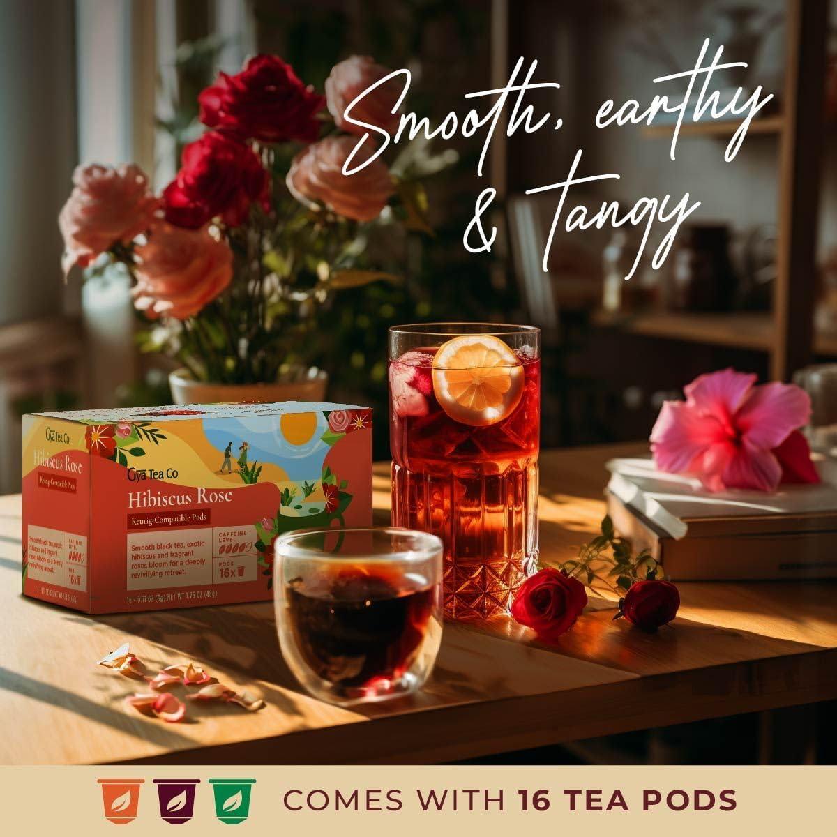 Gya Tea Co Gya Tea Co Hibiscus Rose Black K Cups Tea Pods Variety Pack & Night Calm Herbal Tea K Cups Variety Pack for Keurig 2.0 &1.0