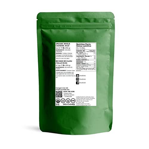 Food to Live Food to Live - Organic Cashews, 1 Pound Whole, Unsalted, Non-GMO, Kosher, Raw, Vegan, Bulk