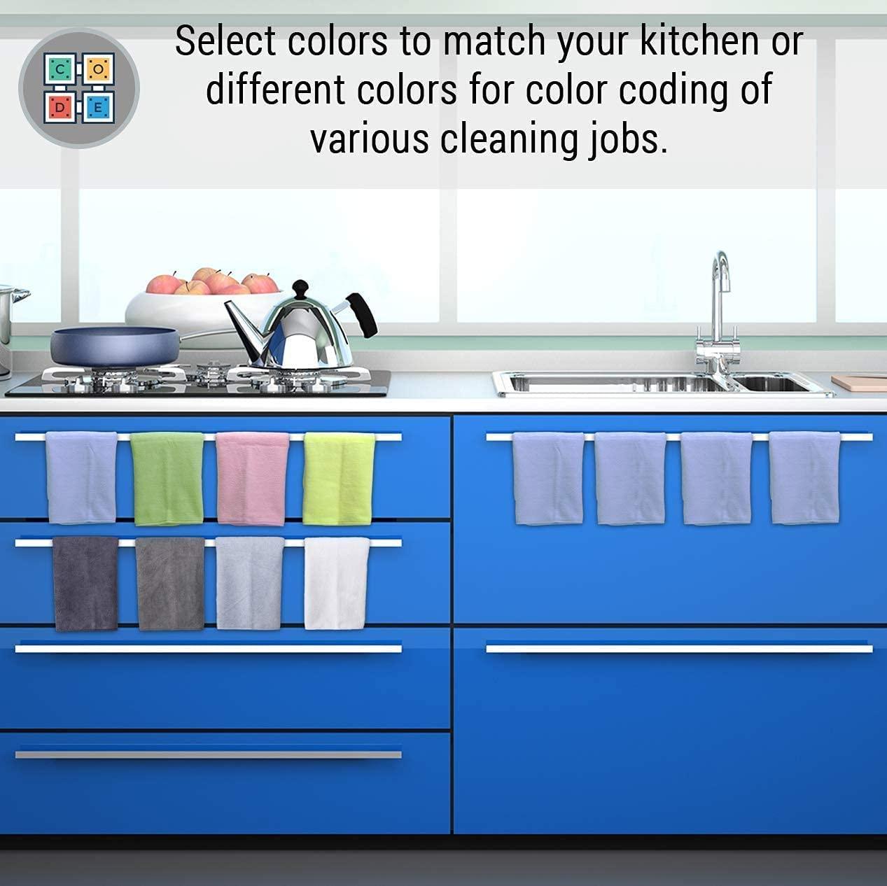 VibraWipe VibraWipe Microfiber Cleaning Cloth, 16 Pieces Large Size 14.2"x14.2", Trap Dust, Dirt and Pet Dander in Split Fibers. Absorb up to 5X Their Weight in Liquid – Machine Washable, Reusable and Lint-Free