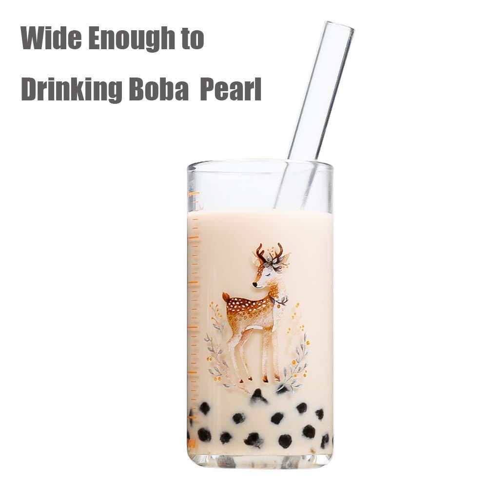 ALINK ALINK 2 Glass Boba Straws + 10 Short Glass Straws