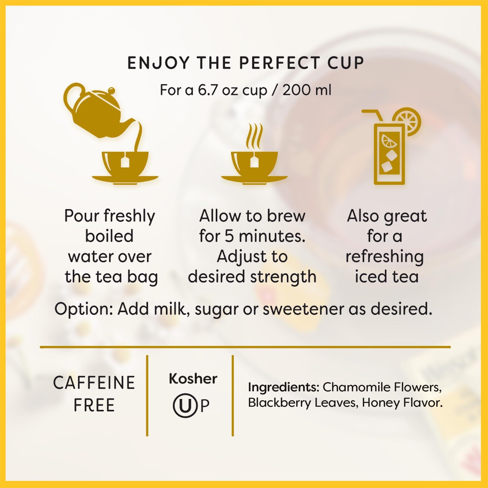 Wissotzky Wissotzky Chamomile & Honey Herbal Tea, (6 Pack - 120 Tea Bags) | Soothing Blend | Caffeine Free Tea | Relaxation