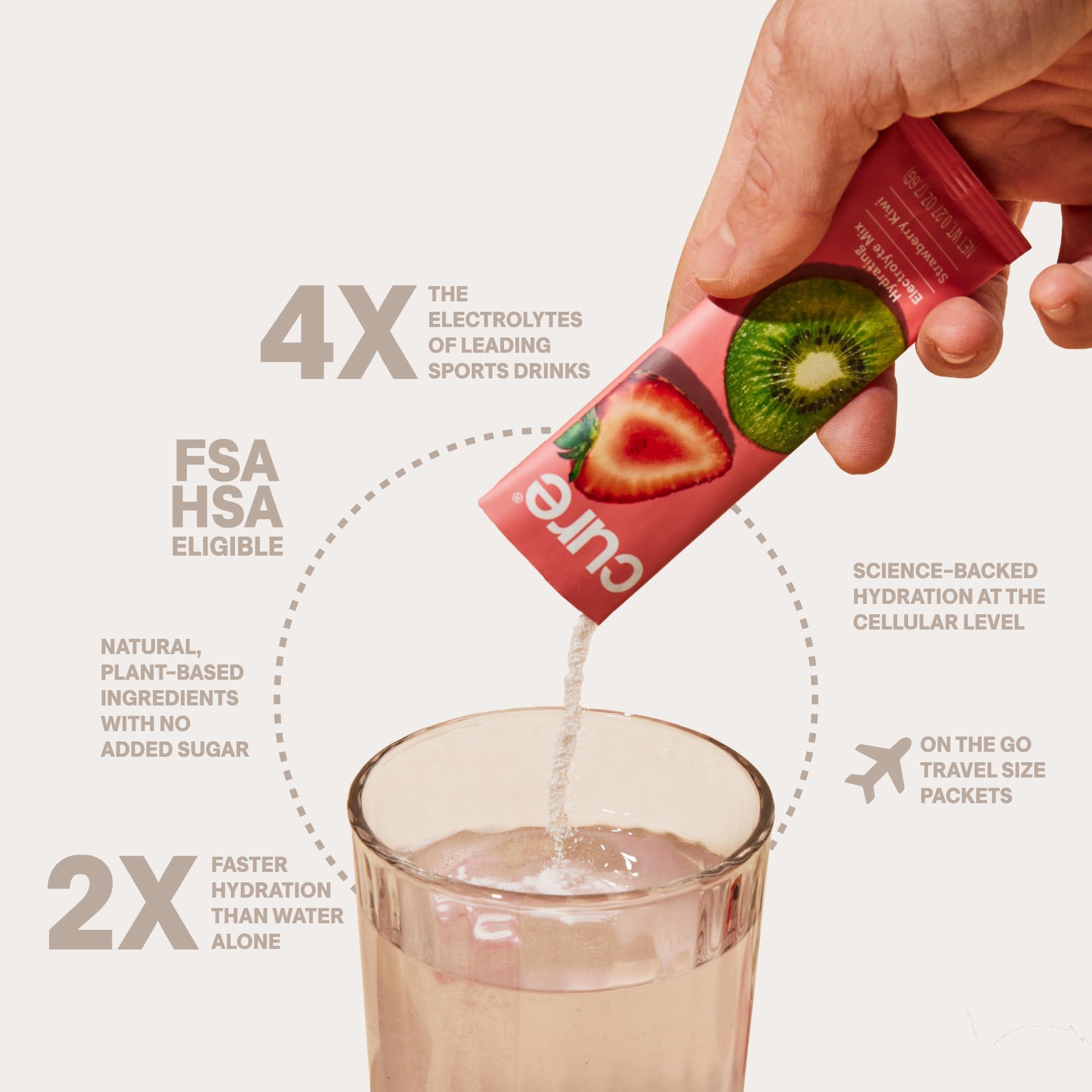 Cure Hydration Cure Hydration | Plant-Based Electrolyte Drink Mix | No Added Sugar | FSA & HSA | Dehydration Relief Powder Made with Coconut Water | Non-GMO | Vegan | 28 Servings Jar - Strawberry Kiwi