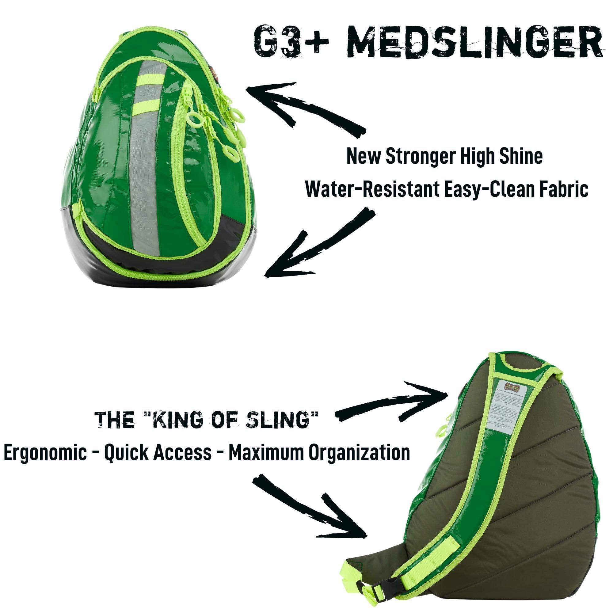Statpacks Statpacks G3+ Medslinger Soft Sling Medical Gear Pack Quick Access Bag for EMS, Police, Firefighters, Athletic Trainers Green