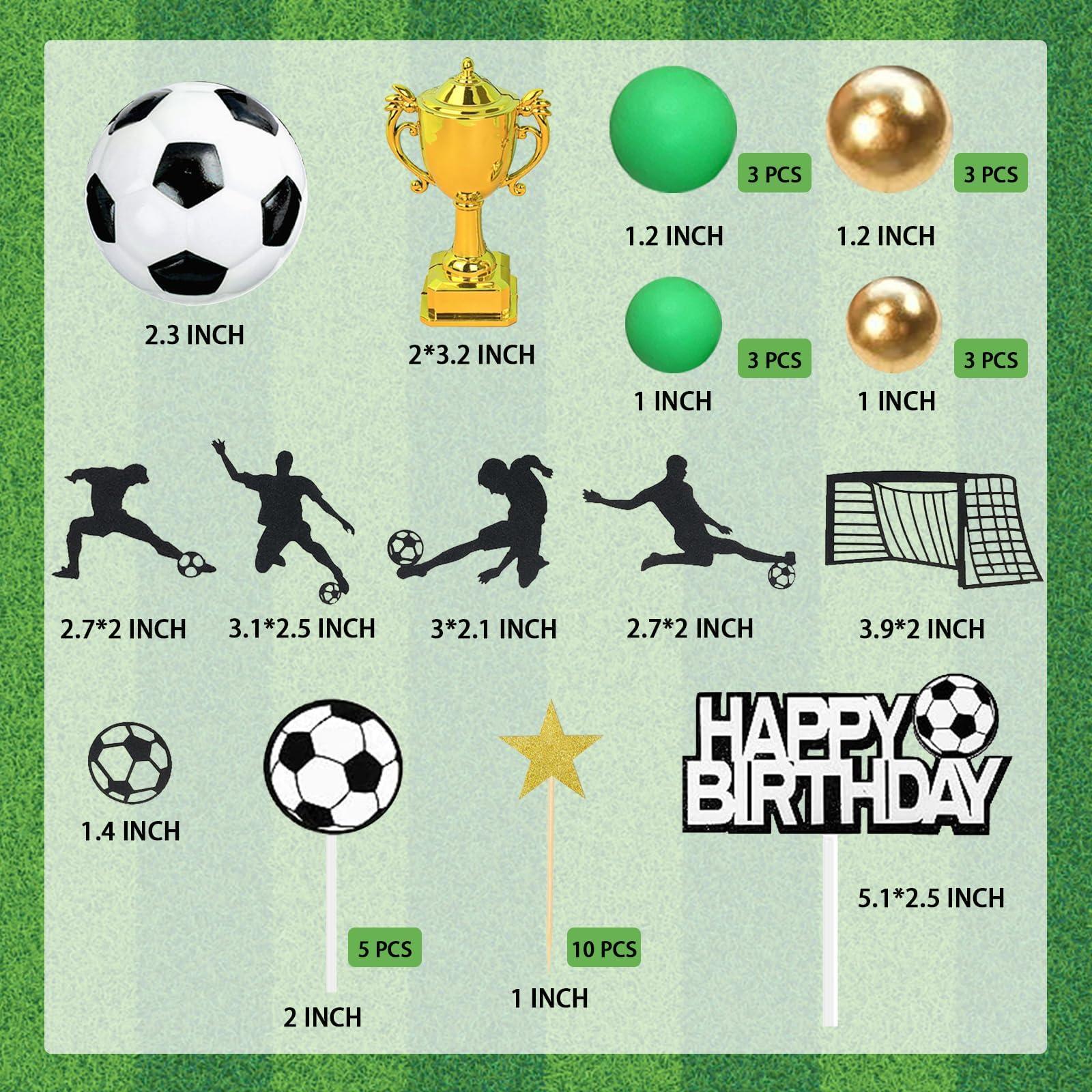 RASSLISA 36 PCS Soccer Cake Toppers Football Cake Decorations for Soccer Theme Party Football Theme Party Sport Party Supplies