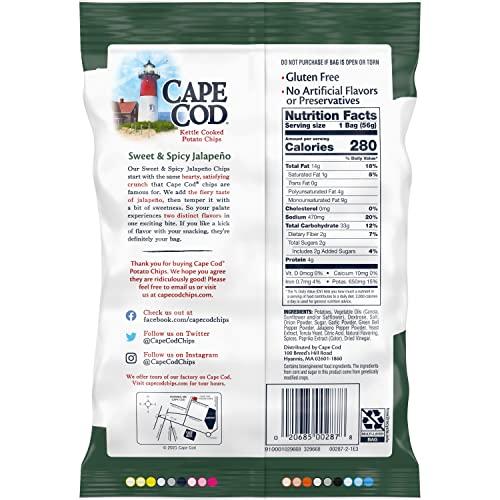 Cape Cod Cape Cod Potato Chips, Sweet and Spicy Jalapeno Kettle Chips, 2 Oz (Pack of 6)