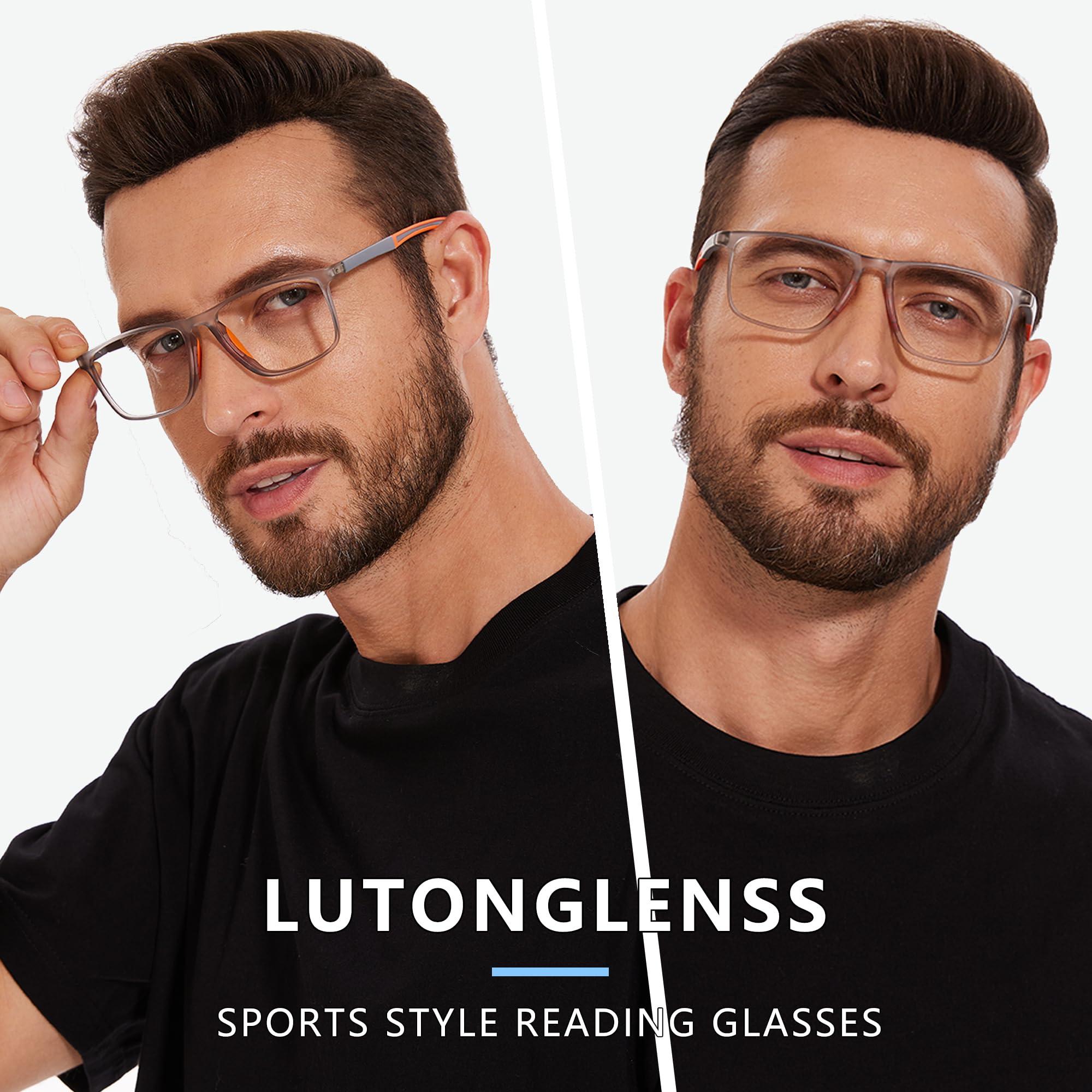 Lutonglenss Lutonglenss TR90 Sports Style Reading Glasses for Men Anti-Slip 3 Pack Blue Light Blocking Readers With Spring Hinges Sturdy Rectangle Lightweight Flexible and Trendy Design +2.25