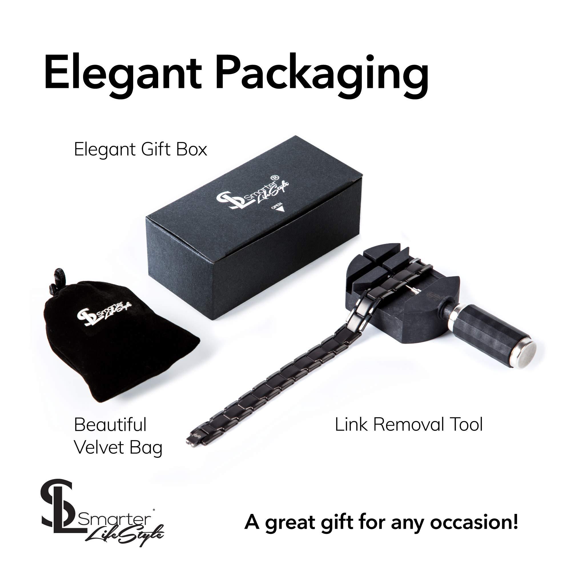 Smarter LifeStyle Smarter LifeStyle Elegant Titanium Magnetic Bracelet for Men And Women- Adjustable Bracelet Length with Sizing Tool for Perfect Fit, Women Mens Bracelet (Gunmetal Gray)