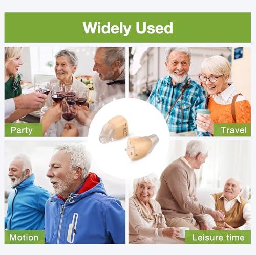 BEVI BEVI Rechargeable Hearing Aids for Adults Seniors, OTC Hearing Aids for Adults Seniors Rechargeable with Noise Cancelling, Invisible Hearing Aid Beige