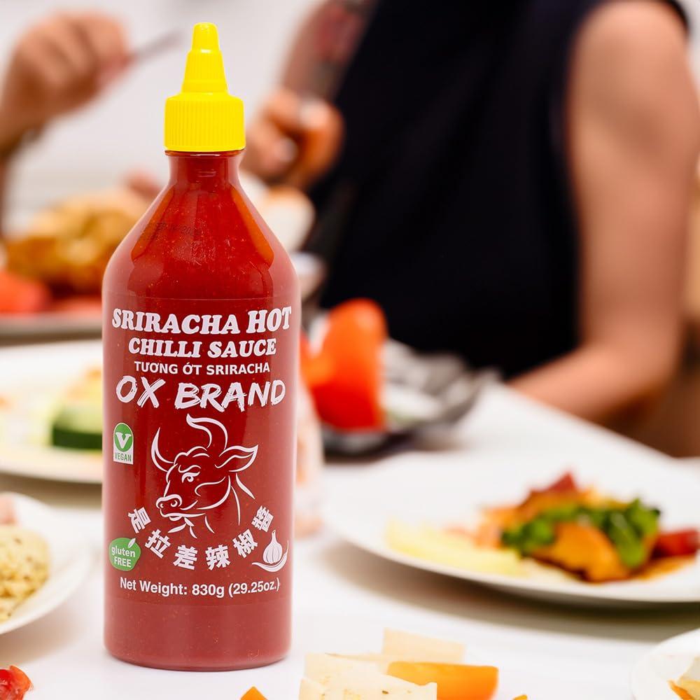 MISHIMA [MISHIMA] OX Brand Sriracha Hot Chili Sauce | Authentic Thai Flavor | Gluten-Free | Vegan | Halal-Certified | Spicy Culinary Delight (29.25oz x 1 Bottle)