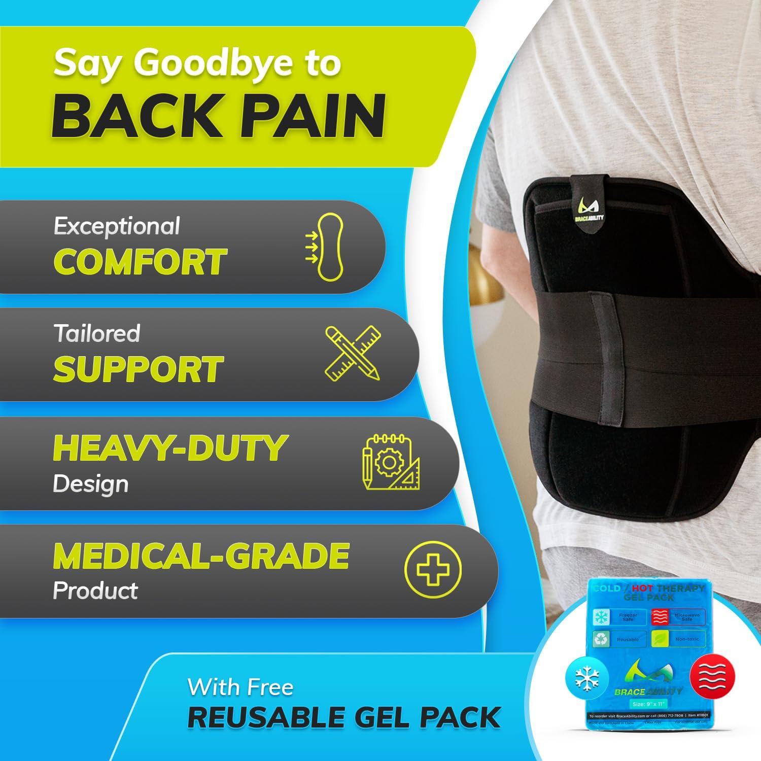 BraceAbility BraceAbility LSO Back Brace for Herniated, Degenerative & Bulging Disc Pain Relief, Sciatica, Spine Stenosis | Medical Lumbar Support Device for Post Surgery & Fractures with Hot/Cold Therapy (2XL)