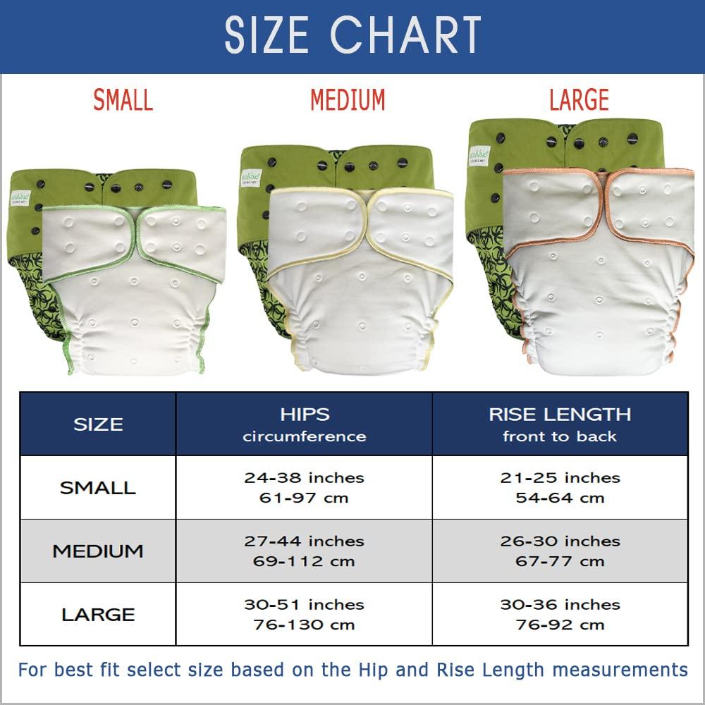 Ecoable Adult Nighttime Diaper Set - Incontinence Protective Briefs with Fitted and Insert for Special Needs Teens, Men and Women (Large, Black Arrow)