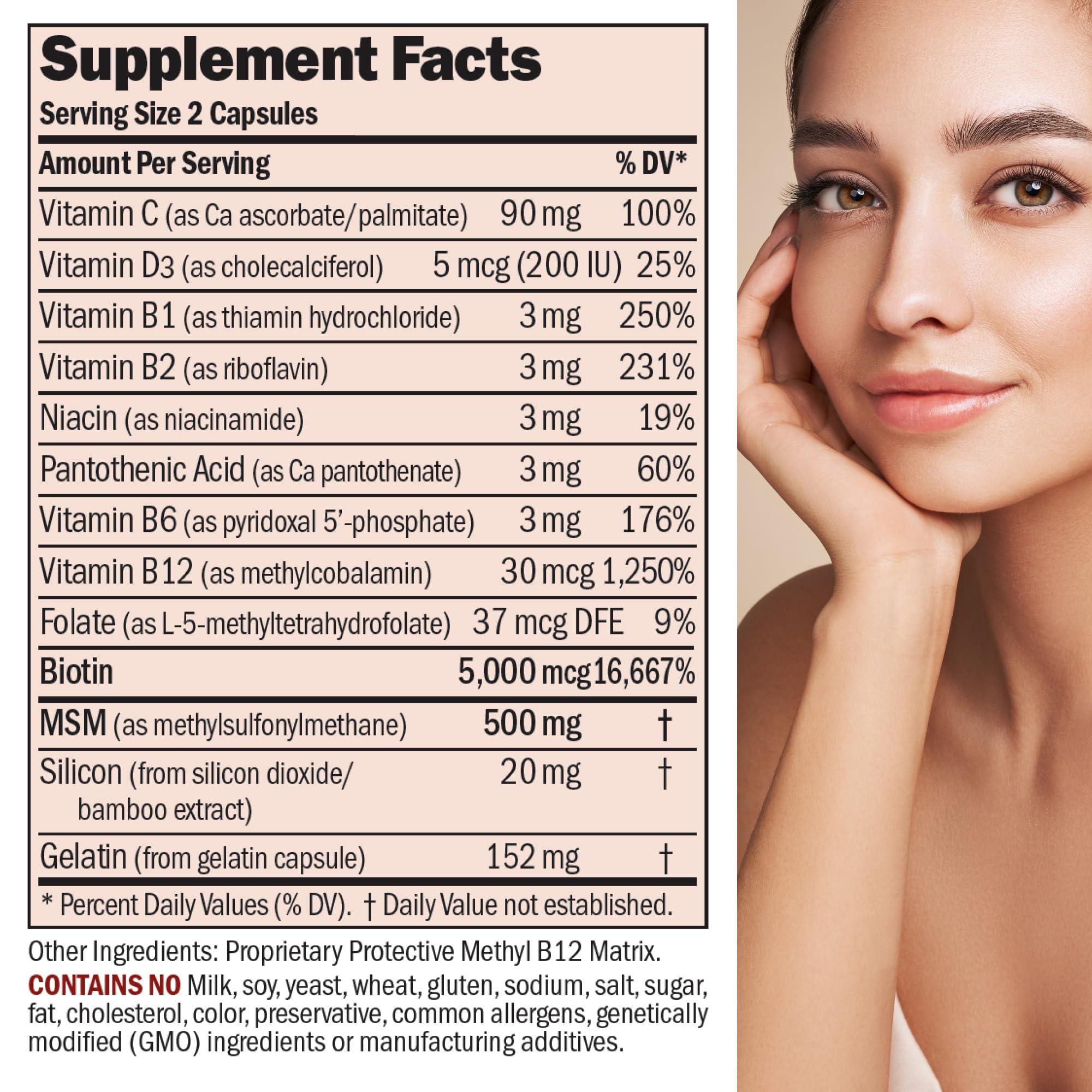 ANDREW LESSMAN ANDREW LESSMAN Healthy Hair, Skin & Nails 360 Capsules 5000 mcg High Bioactivity Biotin, B-Complex - Promotes Beautiful Hair, Skin, Strong Nails - No Additives Hair Growth Vitamins Biotin Supplement