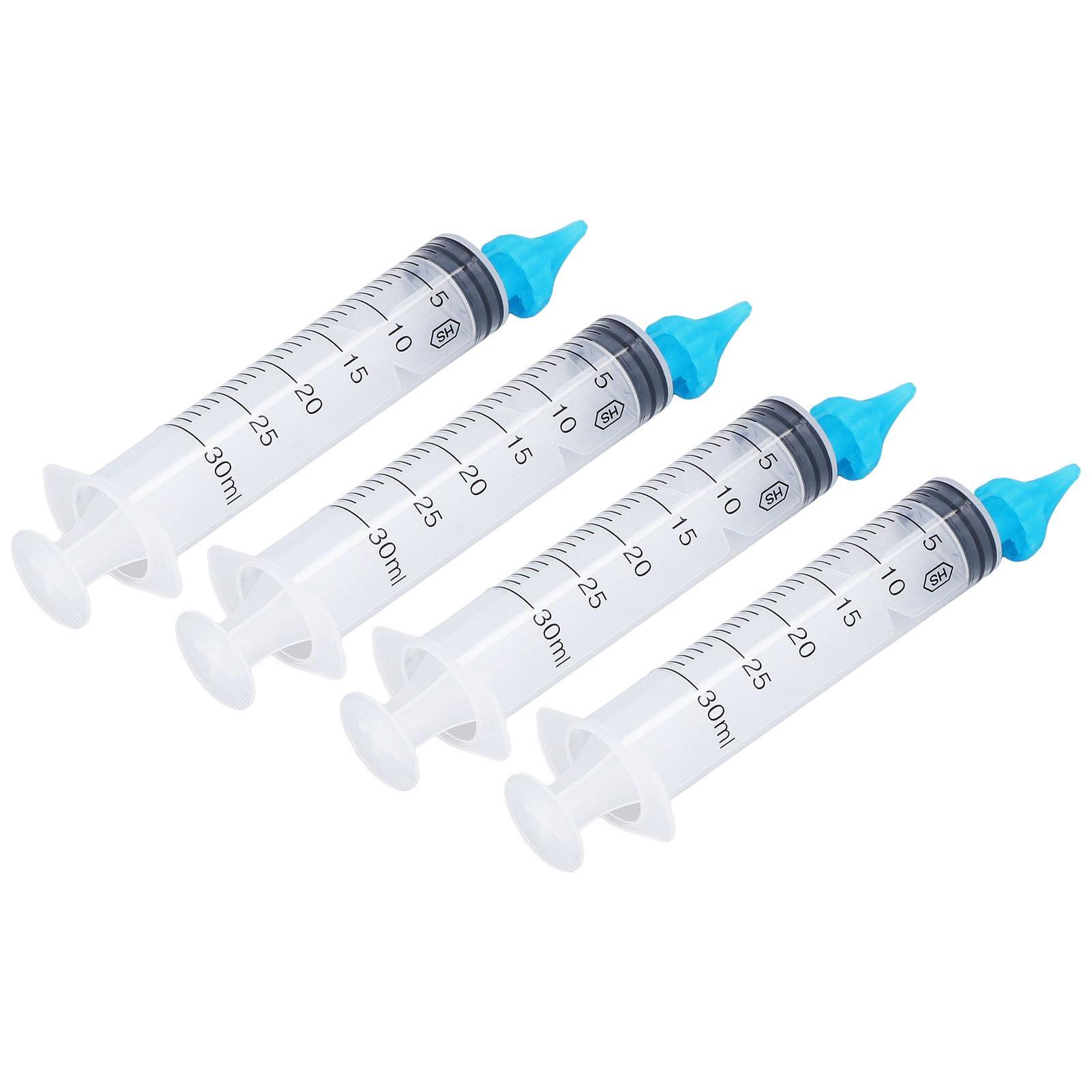 Airshi Ear Wax Syringe 4pcs Ear Irrigation Syringe 20ml 30ml Portable for Adult Kids Cleaning