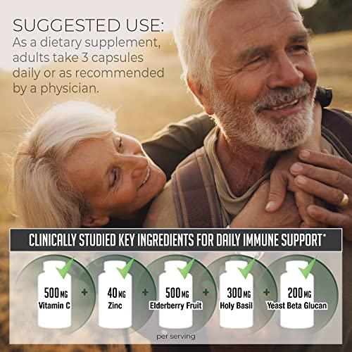 FitLife Brands NDS Nutrition Advanced Immune Booster – Comprehensive Immune Support Supplement for Adults with Elderberry, Vitamin C, Vitamin D, Zinc and 5 Billion CFU Probiotic - Herbal Immune Defense (90 Capsules)