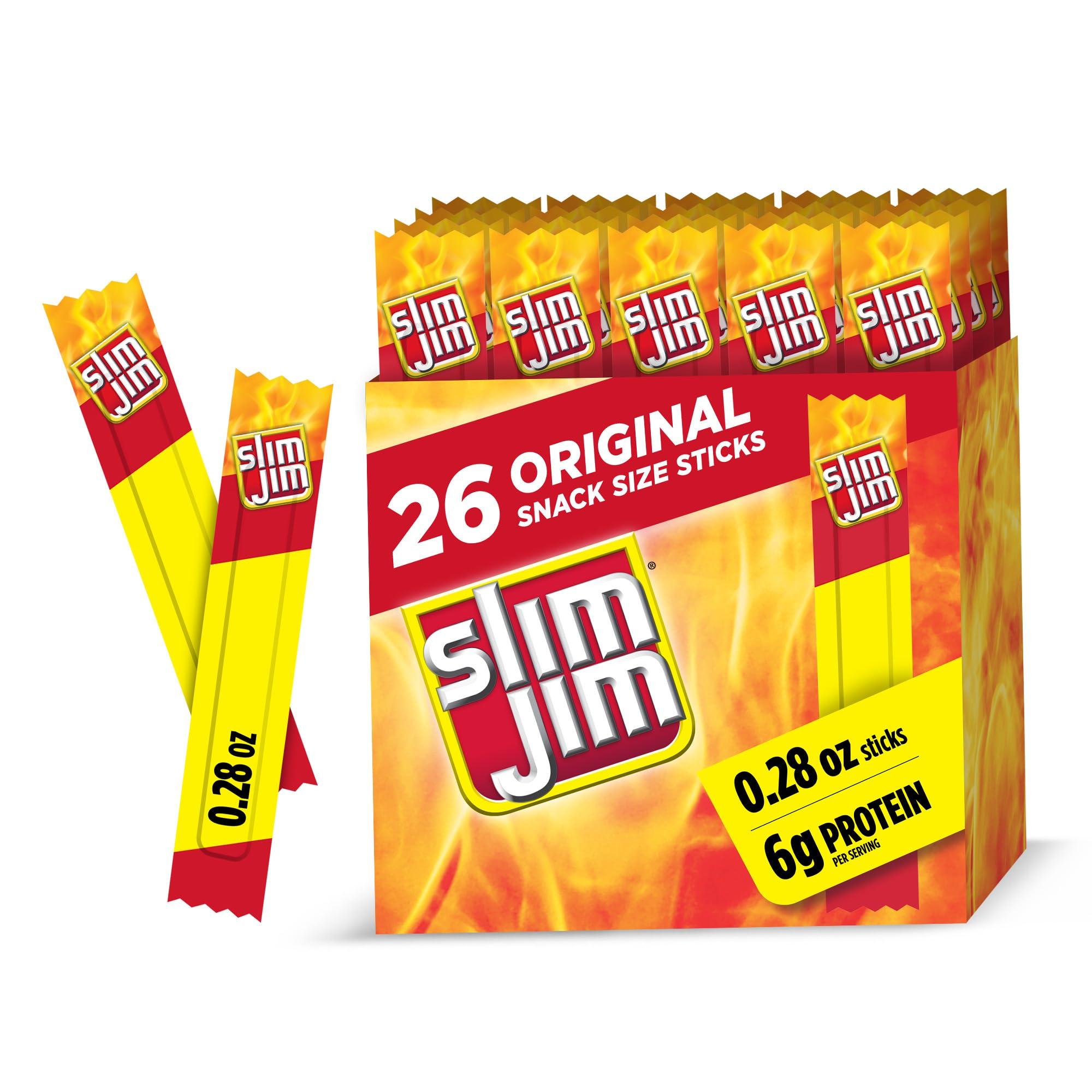Slim Jim Slim Jim Smoked Meat Sticks, Original Flavor, 6g Protein Per Serving, Snack Size, 0.28 oz. (26 Count)