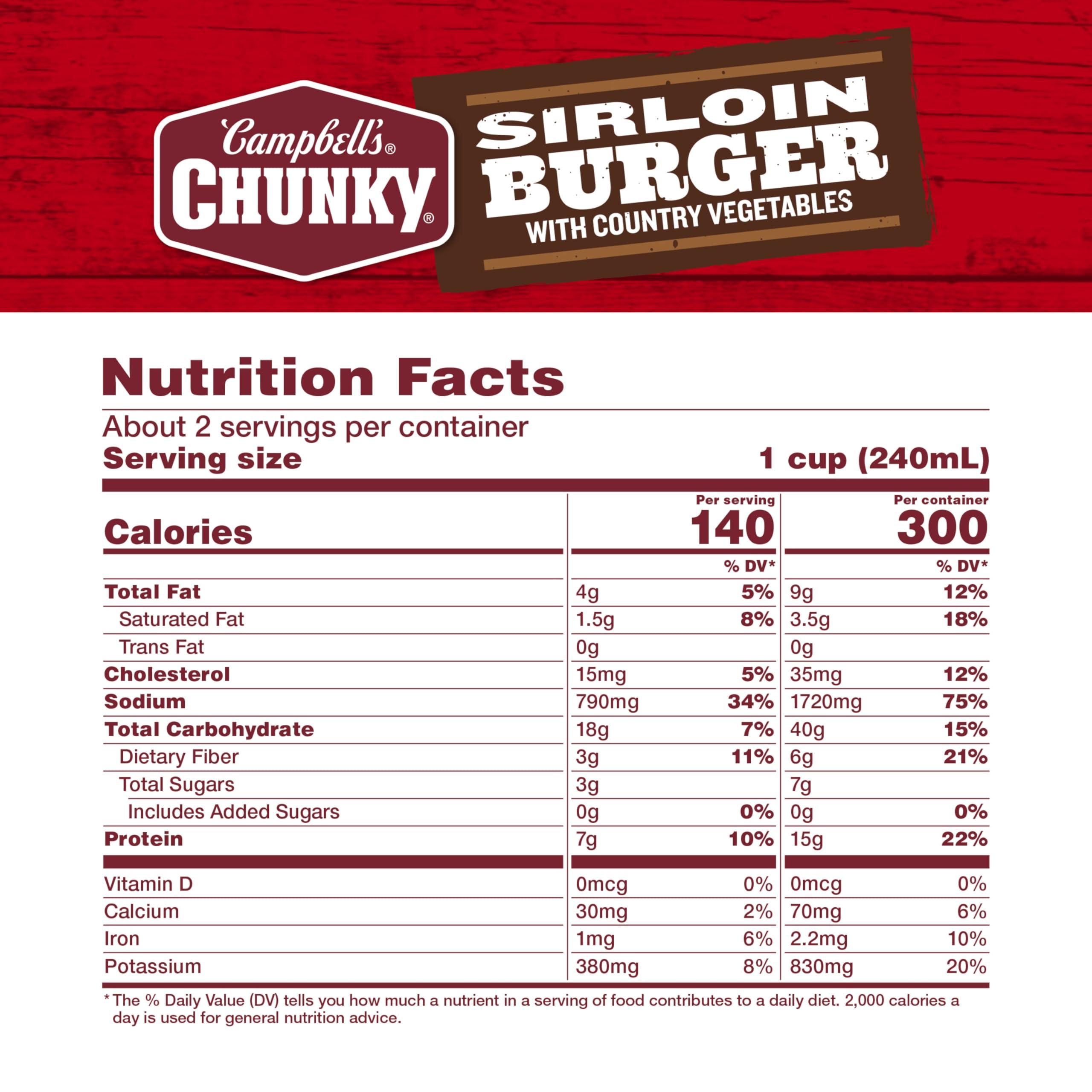 Campbell\'s Campbells Chunky Soup, Sirloin Burger With Country Vegetable Beef Soup, 18.8 oz Can