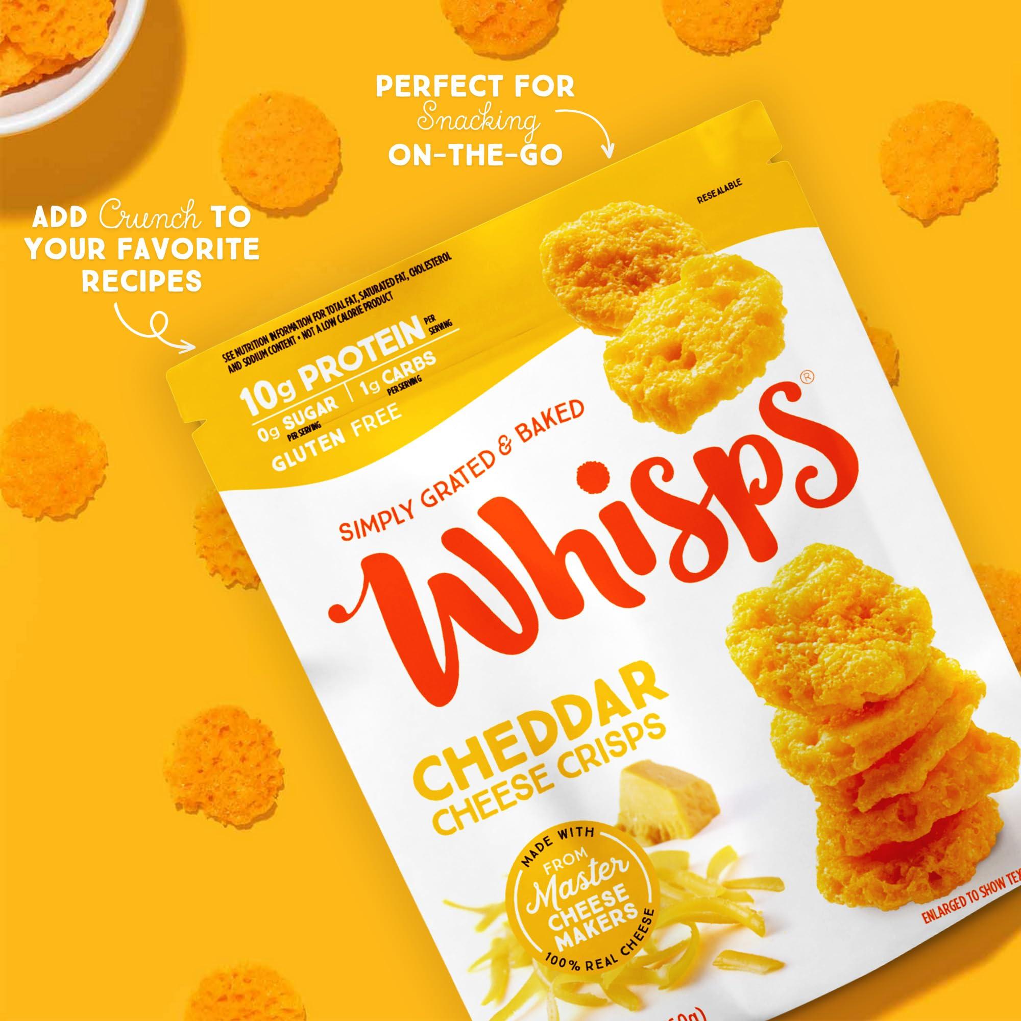 Whisps Whisps Cheese Crisps Cheddar Cheese| Protein Chips | Healthy Snacks | Protein Snacks, Gluten Free, High Protein, Low Carb Keto Food (2.12 Oz, 6 Pack)
