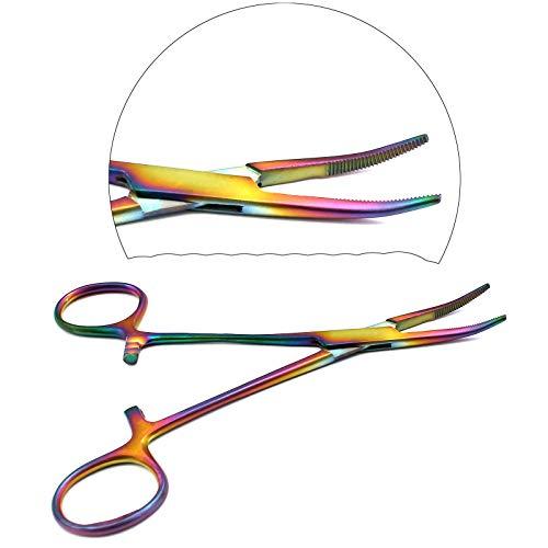 LAJA IMPORTS LAJA IMPORTS Set of 5 Multi Color Rainbow Kelly HEMOSTAT Forceps 5.5" Curved Stainless Steel