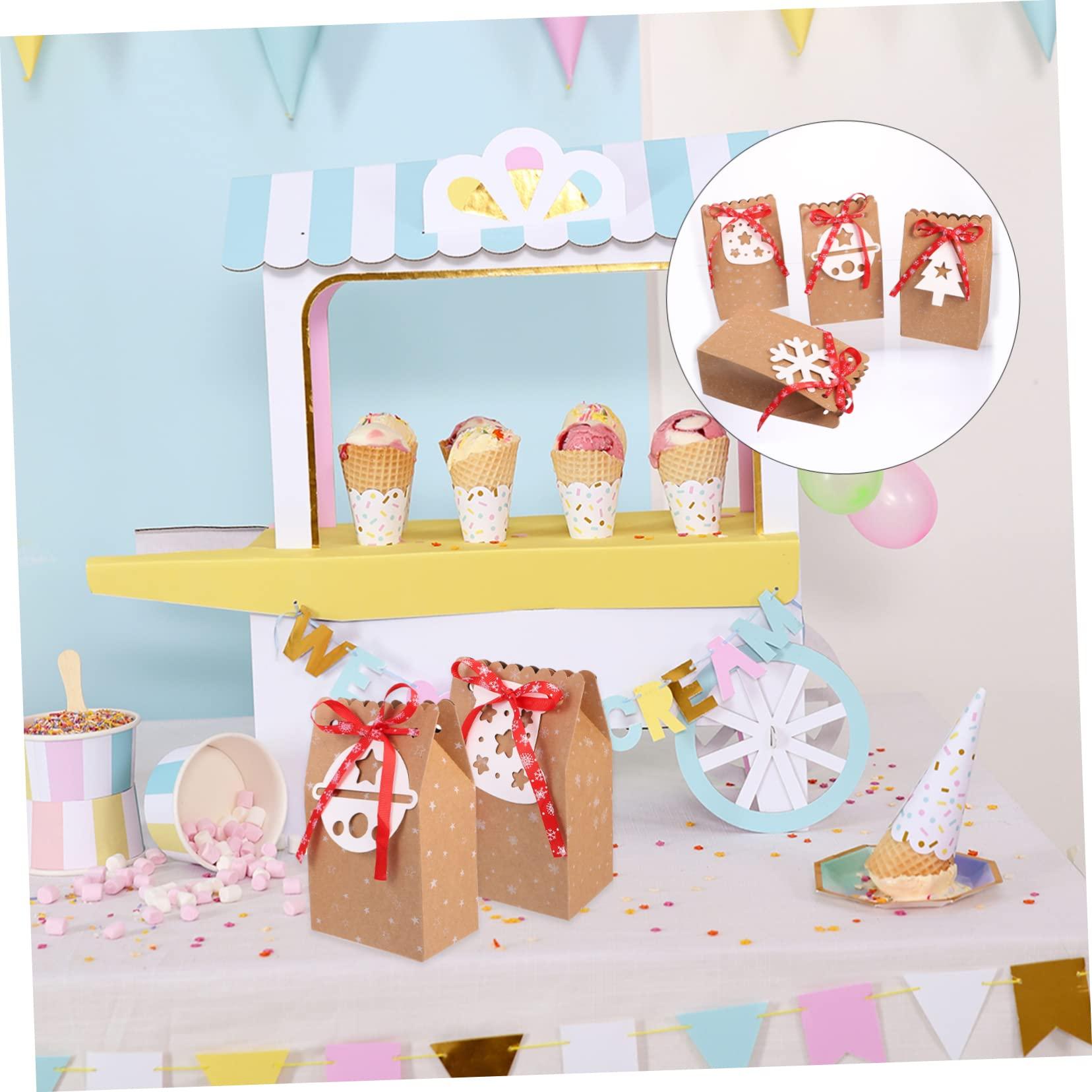 LALAFINA LALAFINA Food Bags 12pcs packing box holiday bags holiday candy bags santa claus sack christmas bags christmas ornament s food packing bags child biscuit bag tag kraft paper